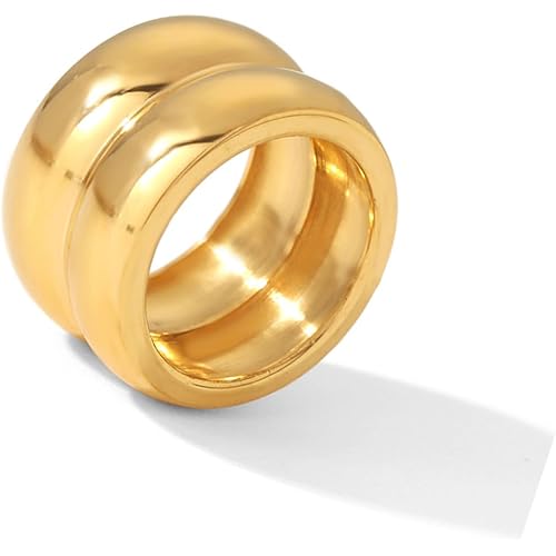 Chunky Gold Rings That Don't Tarnish Size 6-11 Silver Statement Rings for Women Bold Thick Chunky Rings Gold Silver Rings for Women