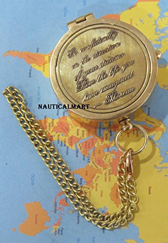 Brújula NauticalMart Thoreau con cadena de latón y cita inspiradora miniatura 1