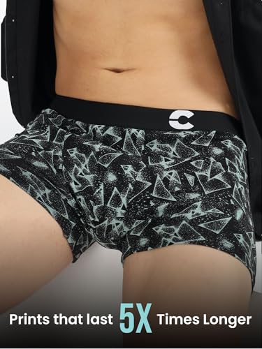 Image of Freecultr Men's Cotton Stretch Printed Trunks | Soft Breathable Innerwear with Stylish Logo Waistband | Comfort Fit Trunks for Everyday Wear
