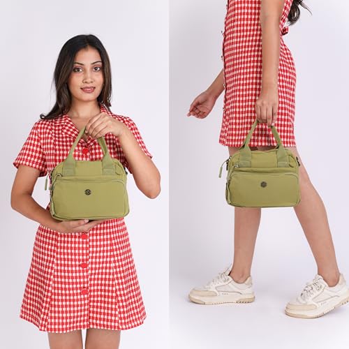 Image of TS WITH TECHSUN Small Women Crossbody Sling Bag Handbag for Travel Office Use, Water Resistant Nylon Shoulder Purse, Adjustable Strap Multipocket Organizer (25(L) X 19(H) X 9(W) CM)