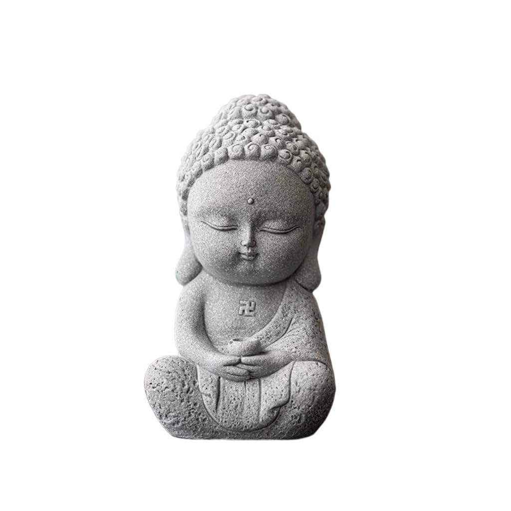 ENGENDER Kung Fu Tea Pet Green Sand Buddha Statue Tea Pet Chinese Style Home Desktop Decoration Kung Fu Tray Accessories(S)