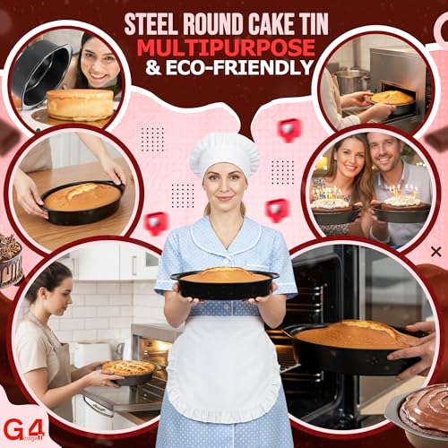 G4GADGET 8-Inch Round Cake Tin | Non-Stick Bakeware for Cakes, Cheesecakes, Brownies, and More | 20cm Springform Pan with Loose Base for Effortless Release | Durable Carbon Steel - Image 9