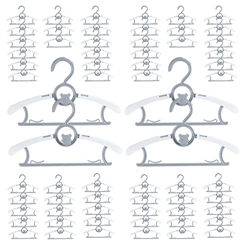 Image of Baby Hangers for Nursery Closet 60 Pack Plastic Kids Clothes Hanger Space Saving Non Slip Extendable Toddler 11-14” Adjustable Hangers Heavy Duty Clothing Infant Hanger Bulk, Grey