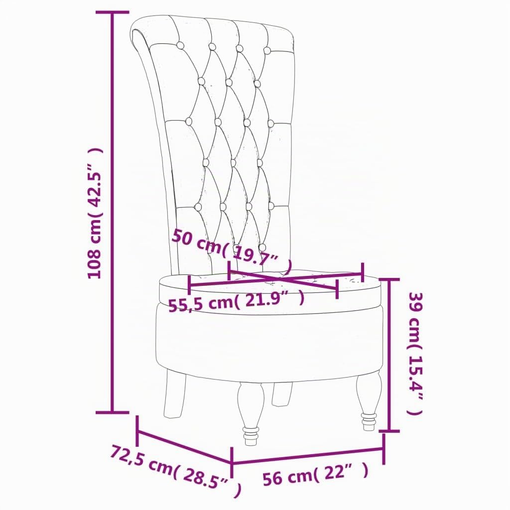 vidaXL Sillón de Respaldo Alto, Silla Tapizada con Botones, Butaca Sofá de Descanso, Sillón Decorativo para Salón Dormitorio, Terciopelo Gris Claro