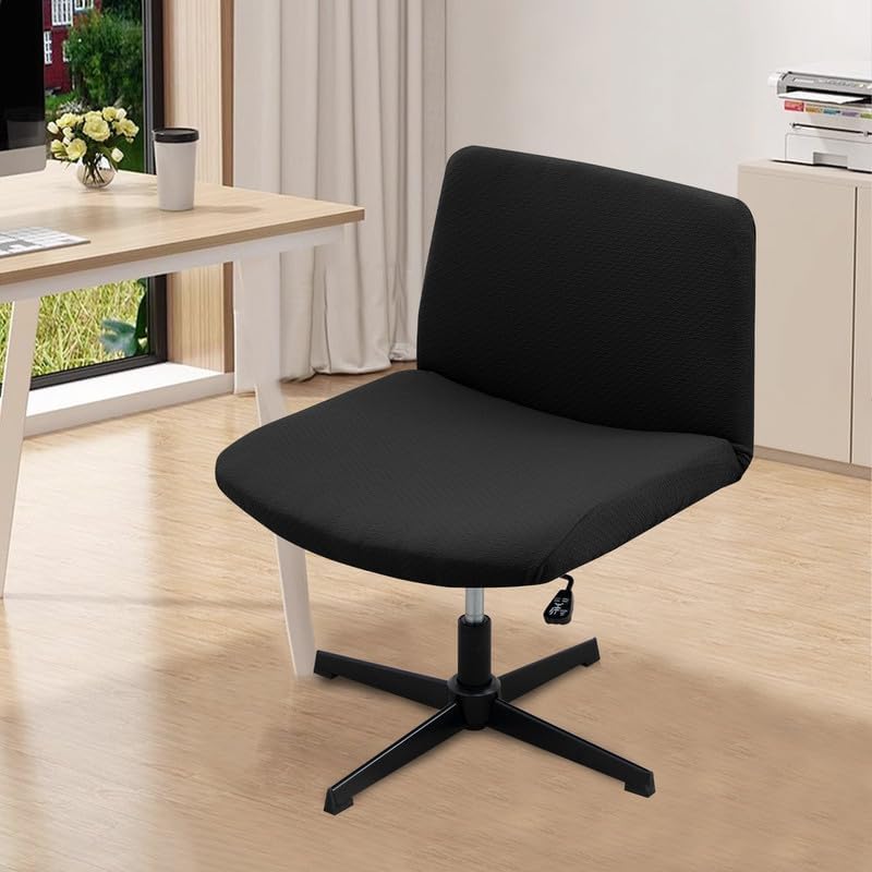 TOPCHANCES Armless Chair Slipcover,Waterproof Criss Cross Chair Cover,Office Desk Chair Covers Stretchable,Mid Back Wide Seat Accent Chair Covers Without Arms for Computer Task Vanity Chairs