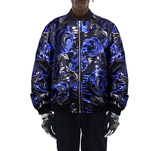 Barry.wang Men's Jacket Coat Varsity Jackets Casual Outwear Full Zip Windbreaker Lightweight Floral Disco Party Luxury #TOP4