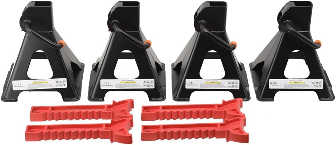 Lot de 4 Chandelles de Levage Réglable Capacité 3 Tonnes, 4 Crics et Chandelles Voitures Hauteur de Levée 275-415 mm Support de Voiture Chandelles Stabilisateurs pour Caravanes