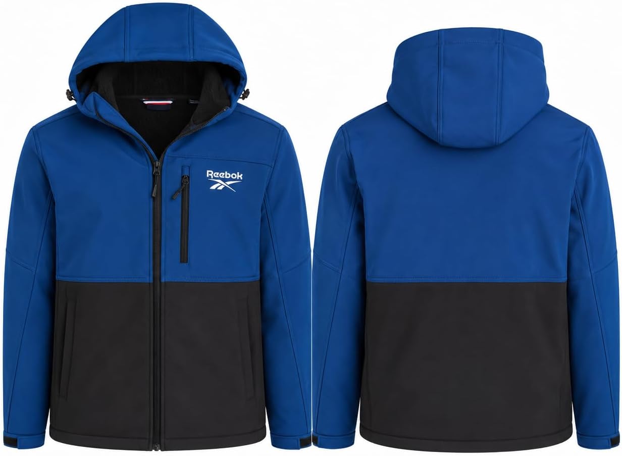 Reebok Mens Softshell Jacket - Bonded Sherpa Fleece Lined Winter Coat
