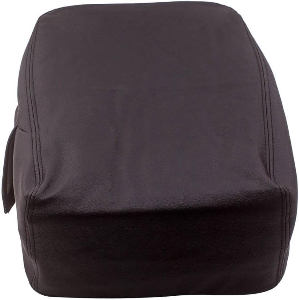 Black Leather Console Armrest Lid Jump Seat Cover Compatible with Suburban Silverado Tahoe