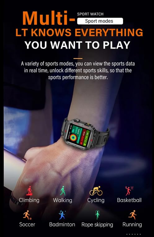 LAXAFIT Q11 Smartwatch displaying various sport modes