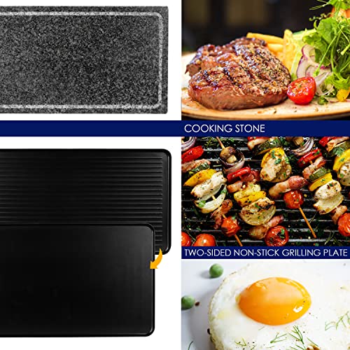 Artestia Raclette Table Grill,1200W Raclette Grill,Korean Bbq Grill Electric Indoor 2 In 1 Korean Bbq Grill,Cheese Raclette With Grill Stone And Non-Stick Reversible Alumin #TOP1