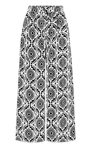 Image of PRETTYGARDEN Womens Pants Elastic Waist Floral Lightweight Palazzo Pants for Women Casual Lounge Wide Leg Pants Woman
