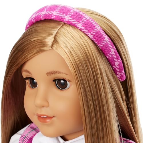 Image of Bundle of American Girl, Truly Me 18-inch Doll #131 with Brown Eyes, Straight Blonde Hair, Light-to-Medium Skin, for Ages 6+ + Truly Me 18-inch Doll Outfit, Pink & Preppy Outfit, for Ages 6+