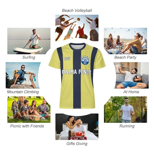 Camiseta de fútbol personalizada, regalo personalizado, con nombre y número propios, para hombre, juventud, mujer, camiseta de fútbol, 100% poliéster, transpirable, Fenerbahce, XS-6XL