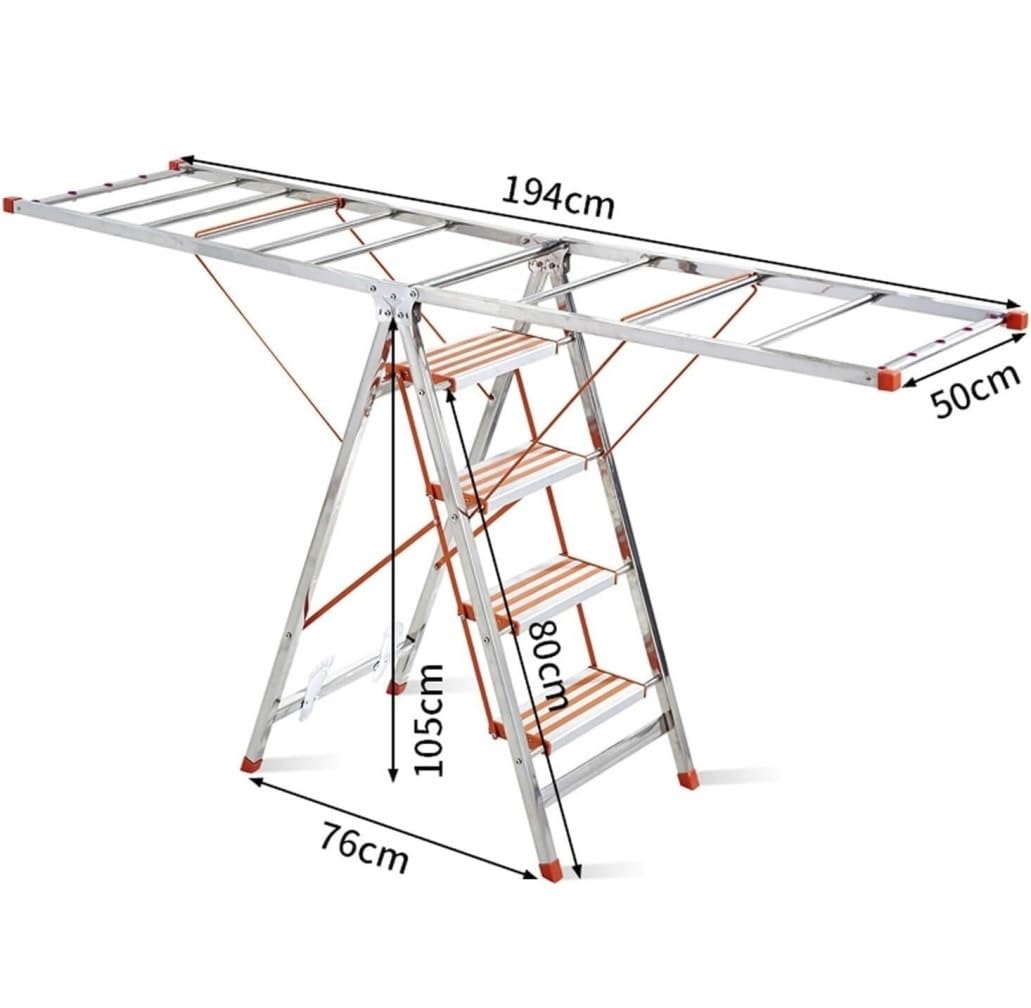 Habrur Tendedero Tendederos Plegables Tendedero De Ropa De Acero Inoxidable, Tendedero De Escalera, Tendedero De Doble Uso, Balcón, Suelo Plegable para Interiores Y Exteriores Tendedero Ropa Plegable