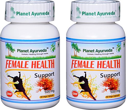 Planet Ayurveda Female Health Support | A Complete Herbal Health Care Supplement | Immunity Booster | Contains Ashok, Lodhra & Shatavari Herbs | Pack of 2, 60 Veg Capsules Each, 500MG