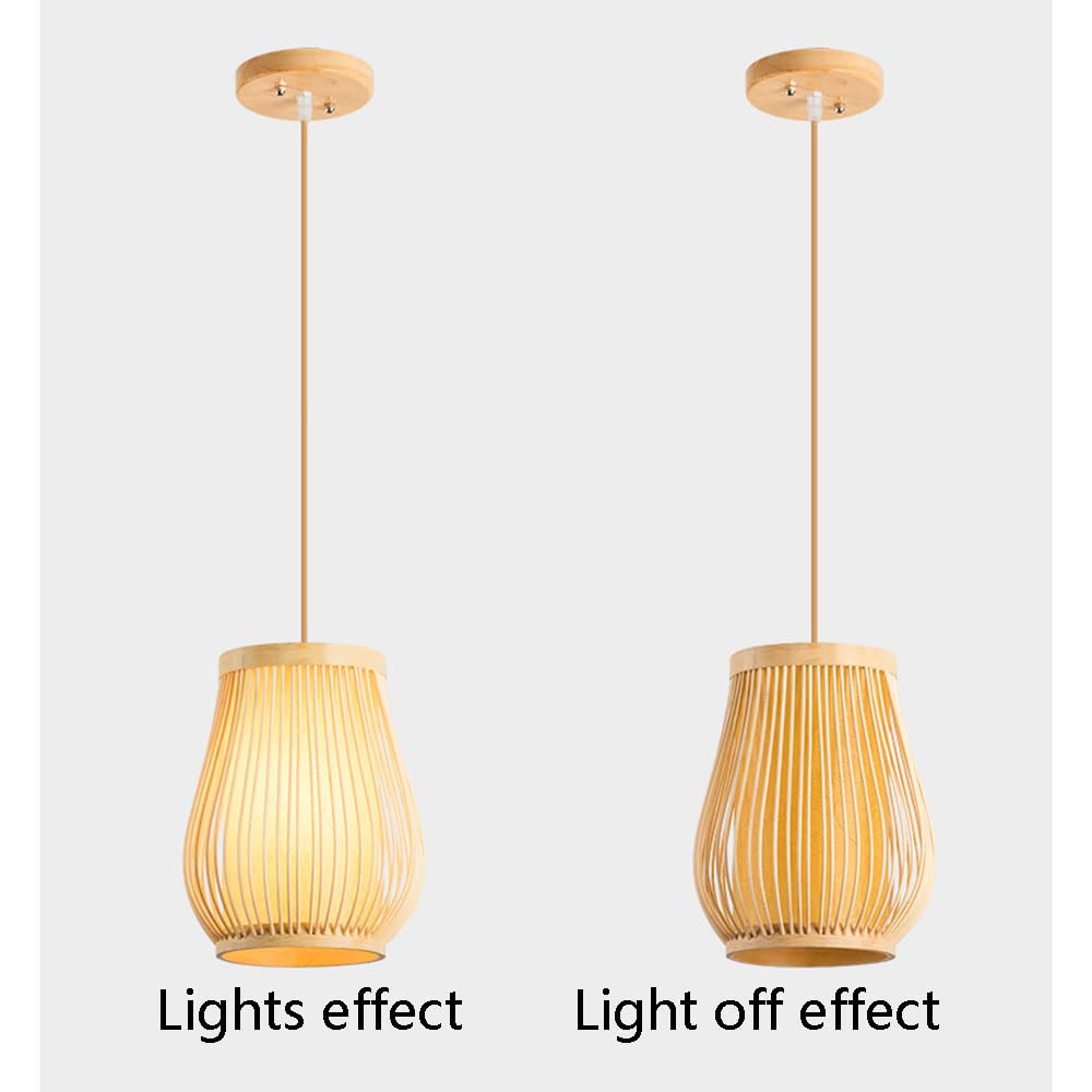 Lampa Wisząca Sufitowa Pół-wpuszczona Żyrandol Wiszący Unikalny Japoński Styl Lampa Wisząca Bambusowa Zakrzywione Światło Proste Do Jadalni, Kuchnia, Salon