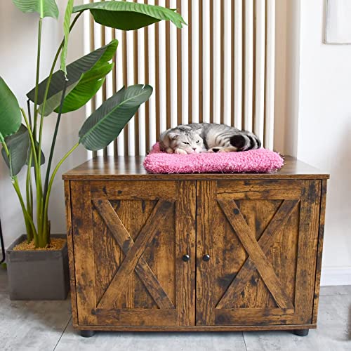 Bennio Brenny Litter Box Enclosure, Cat Litter Box Furniture Hidden, Wooden Cat Washroom, Cat Box Furniture with Divider… - Image 3