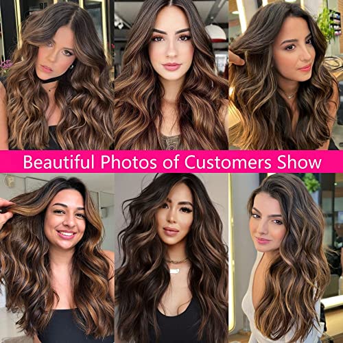 24 Inch Honey Blonde 13X6 Hd Lace Front Wigs Human Hair Pre Plucked With Baby Hair Wet And Wavy Brazilian Virgin Hair 1B/33#/30# Highlight Ombre Brown Color Hair 150% Density 13X6 Lace Frontal Wig Body Wave Hair Free Part #TOP4
