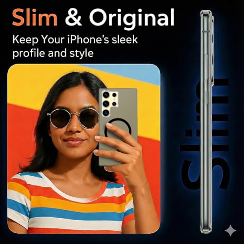 Image of Jkobi Lifetime Anti-Yellow MagSafe Compatible Clear Back Cover Case for Samsung Galaxy S24 Ultra (Sleek Hard Crystal | Shockproof and Camera Protection)