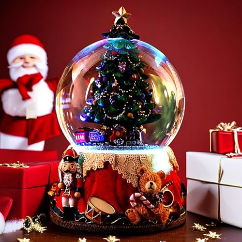 Musical Nutcracker snow globe con luces LED y caja de música navideña tradicional 7