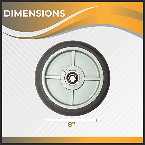 Haulpro Hand Truck Wheels -Set Of 2- Flat-Free Dolly Wheels Replacement - Heavy Duty 8 X 2 Inch Rubber Dolly Tires - 350 Lb. Capacity - Semi-Precision Bearings - Ideal For Hand Truck, Utility Cart #TOP2