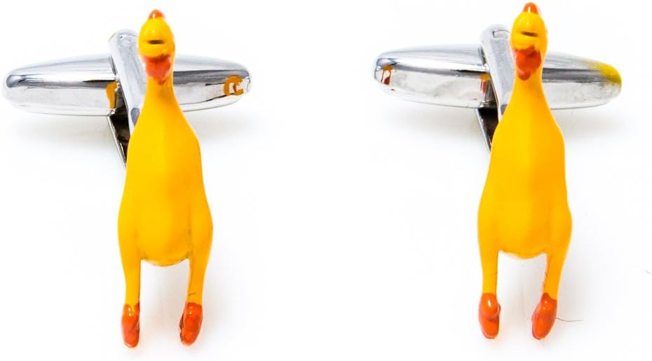 MRCUFF Rubber Chicken Cufflinks in a Presentation Gift Box & Polishing Cloth