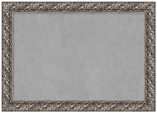 Amanti Art Silver Framed Magnetic Board, 42x30, Traditional Office Decor