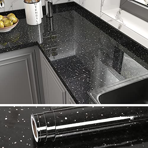 Papel de pared impermeable efecto piedra negra para proteger encimeras de cocina 2