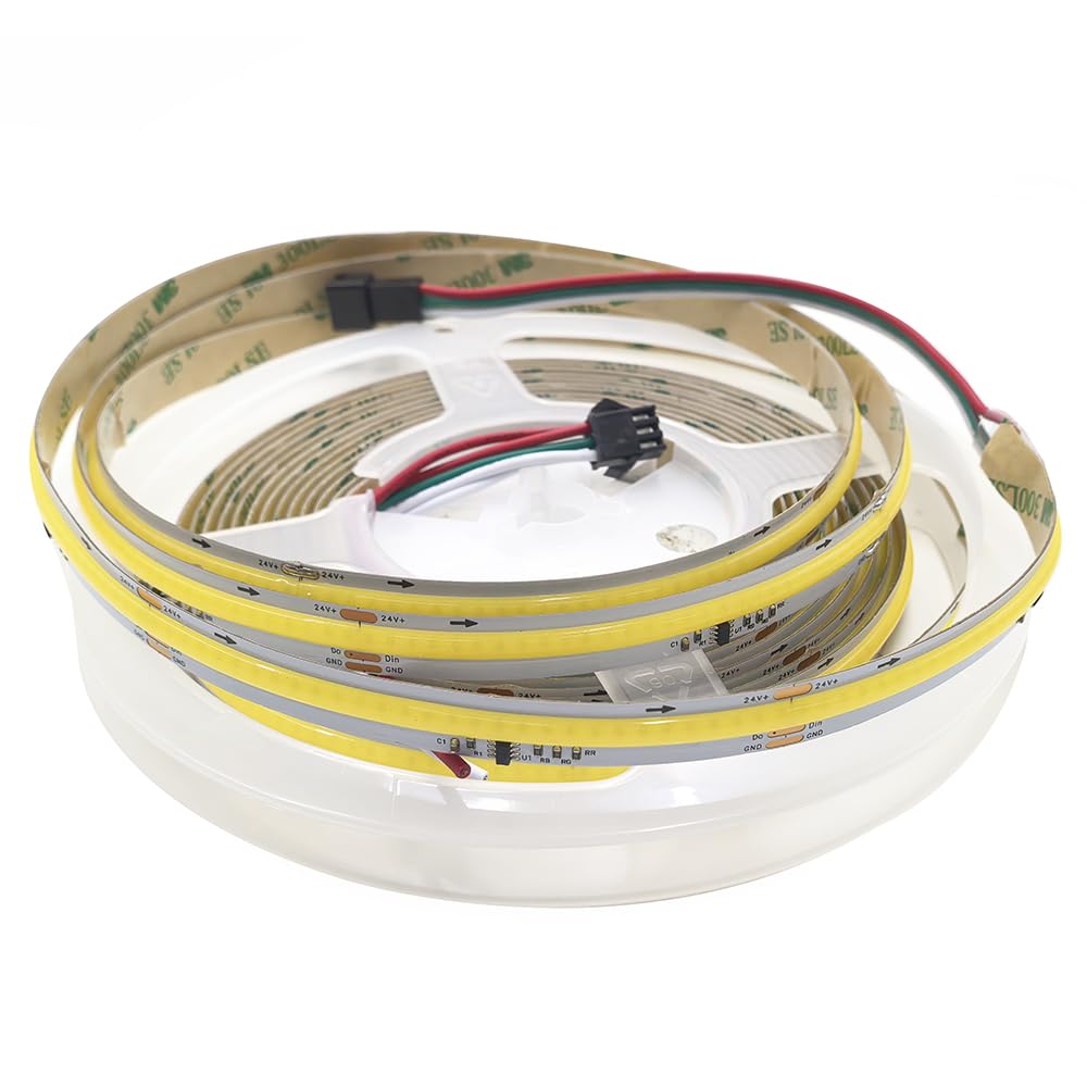 COB WS2811 Tira de luces LED de 5 m para carreras de caballos secuencial de 24 V con controlador RF de 3 teclas + 24 V 100 W de potencia (blanco natural 4000 K)