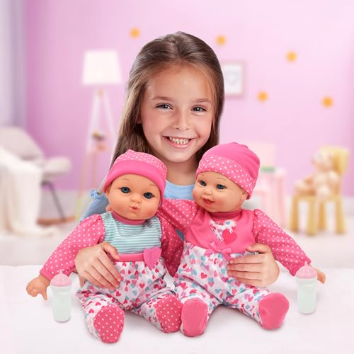 Muñecas gemelas parlantes 12" con sonidos y accesorios miniatura 5