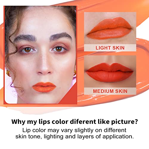 Oulac Matte Liquid Orange Lipstick For Women, Long Lasting Lipstick Waterproof Lip Stain, No Transfer, Creamy High Pigmented Formula With Rose Oil, Vegan & Cruelty-Free,Orange Red M07 #TOP2