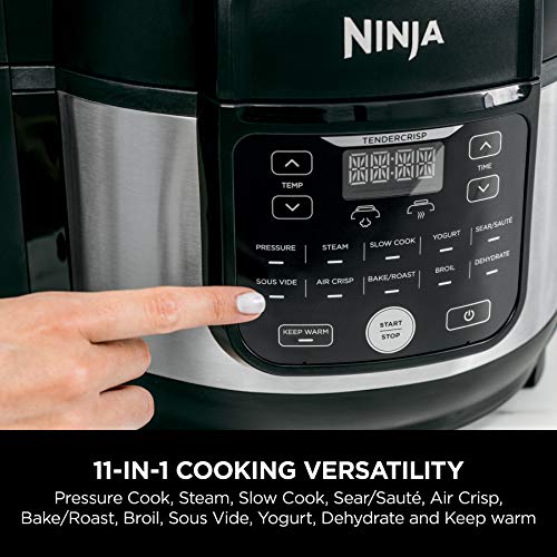 Ninja Fd302 Foodi 11-In-1 Pro 6.5 Qt. Pressure Cooker & Air Fryer That Steams, Slow Cooks, Sears, Sautés, Dehydrates & More, With 4.6 Qt. Crisper Plate, Nesting Broil Rack & Recipe Book, Silver/Black #TOP6