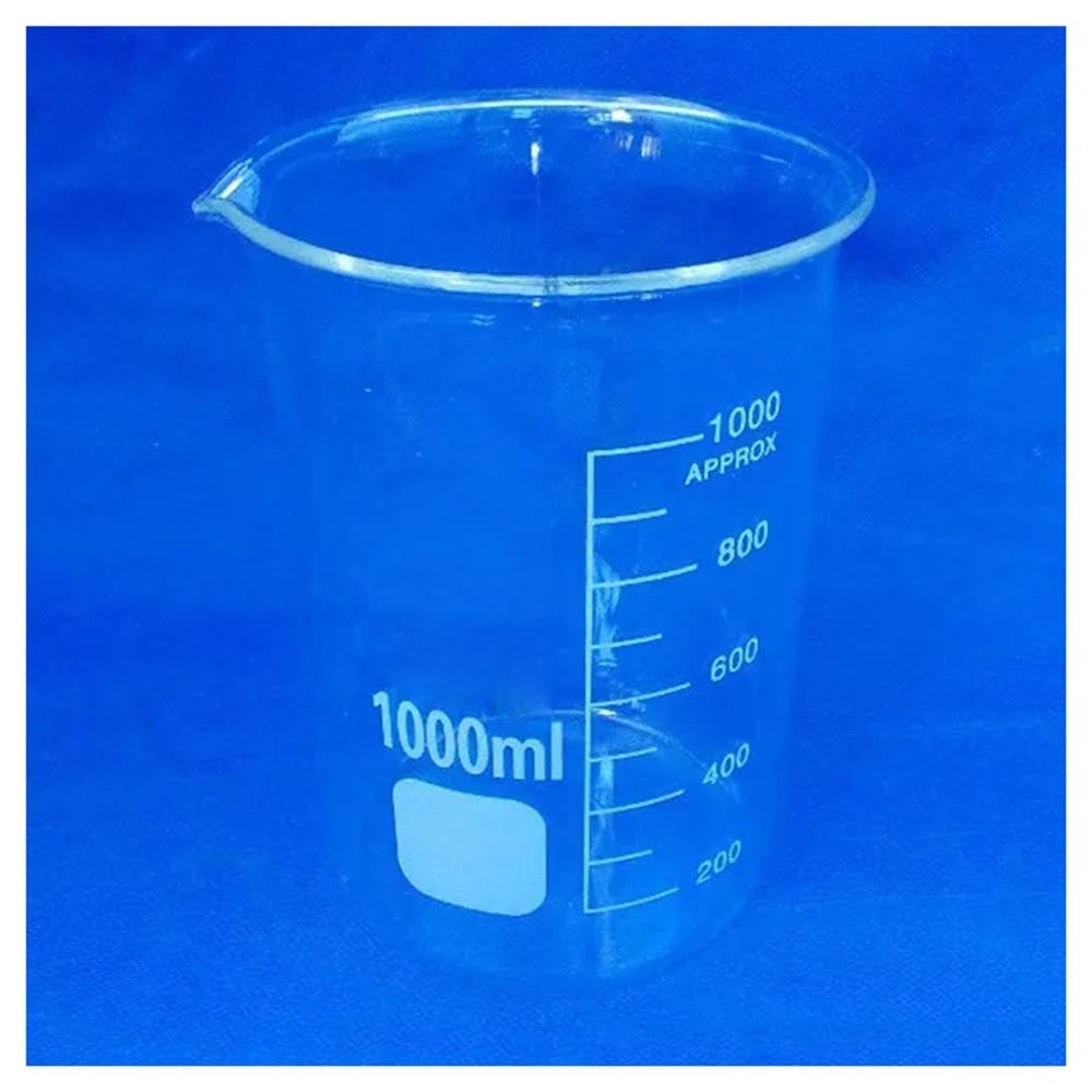 Vetreria da laboratorio Set da 5 pezzi da 50, 100, 250, 500, 1000 ml, becher in vetro borosilicato trasparente da laboratorio a forma bassa