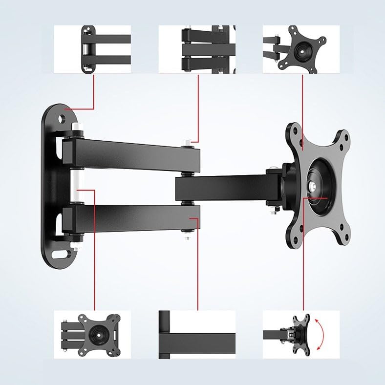 Staffa Monitor Supporto a Parete for Monitor Singolo Supporto a Regolabile a Movimento Completo, Bracci articolati, Rotazione dell'estensione dell'inclinazione Girevole