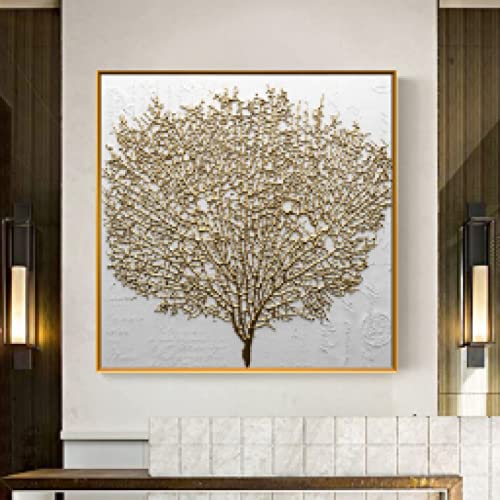 Peinture moderne abstrait art pour illuminer votre salon avec une toile golden tree coloree