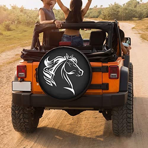 Image of Horse Head Spare Tire Cover Dust-Proof Wheel Tire Cover Fit Trailer, RV, SUV and Many Vehicle 16 Inch