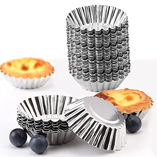 Tosnail 50pcs Egg Tart Aluminum Cupcake Cake Cookie Mold Tin Baking Tool Baking Cups