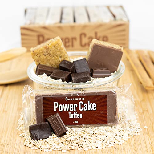 Foodtastic Power Cake Toffee (10 x 120g) | leckere, saftige Haferriegel | handgemachte Flapjack Energieriegel aus Haferflocken Cover