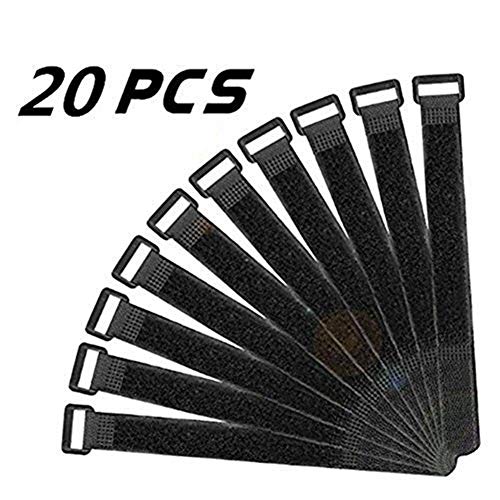 Preisvergleich Produktbild Milopon Klettverschluss Klettkabelbinder Gurt Klettbänder Klettgurte Allzweck Klettverschluss Gurte Wiederverwendbare schwarz 30x2.5cm 20PCS