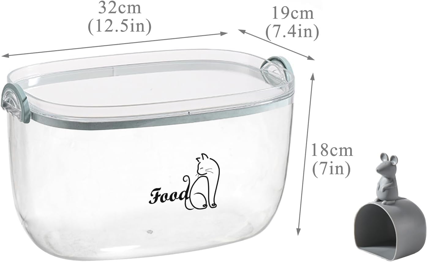 Katzenfutter Aufbewahrung luftdicht mit Deckel und Löffel praktischer transparenter Katzenfutter Behälter für Trockenfutter für Katzen und Hunde als pet food container im Haustierbereich einsetzbar