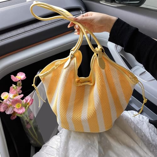 Bolso de hombro de PU y malla grande para playa y viajes de mujer 2