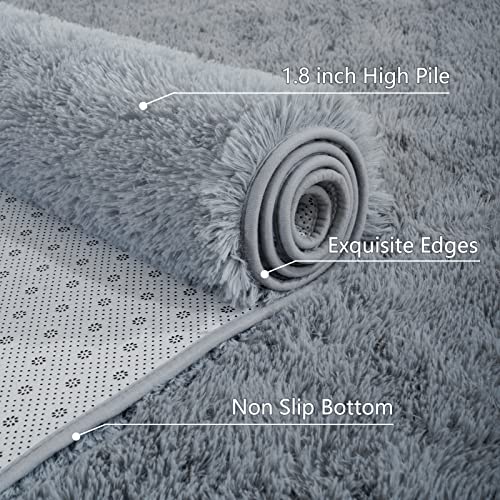 AROGAN Shag 2x6 Runner Rug for Bedroom Hallways Fluffy Throw Rugs, Grey by AROGAN - Used condition - Image 6