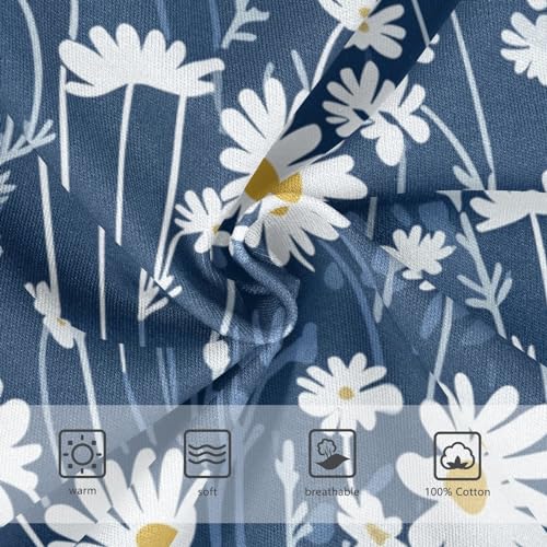 KLL Calcinha infantil azul jeans margarida floral para meninos pequenos de algodão com cintura confo