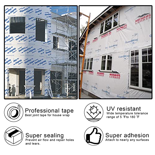 Edsrdrus Construction Seaming Tape, 1 Roll, 2.5Inch X 165Ft Durable, Impermeable, Uv Resistance Construction Masking Tape, Epoxy Resin Tape, Sheathing Tape For House Wrap, Joints & Epoxy Resin (Red) #TOP4