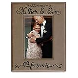 KATE POSH The Love Between a Mother & Son is Forever Engraved Leather Picture Frame, Mother of The Groom, Best Mom Ever, First Mother's Day, Mommy & Me Gifts (5' x 7' Vertical)