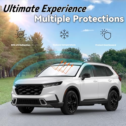 Image of Car Front Windshield Sun Shade for Honda CRV 2023 2024, Car Window SunShades Shield Cover Visor Protector with 240T Reflective Fabric UV & Sun Heat Protection Accessories
