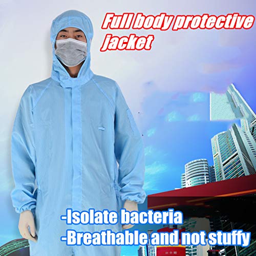 Gecau Disposable Waterproof Protective Coverall Suit with Long Zipper Front, Coverall Chemical Hazmat Isolation Suit Disposable Protective Clothing (M, Blue) - Thumbnail 7