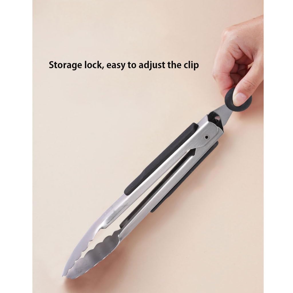 Pinze da cucina per barbecue, pinze da cucina in acciaio inox per grigliare, servire e friggere, perfette per picnic e campeggio