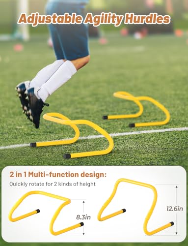 ghb agility hurdles 510 pack speed agility training hurdles adjustable sturdy hurdles training equipment set with carry bag for kidsathletessoccerbasketball